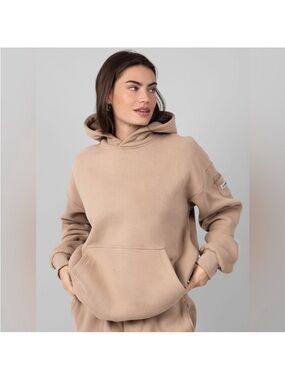 Comfrt Cozy Oversized Beige Travel Essentials Hoodie Hidden Pockets Size XL